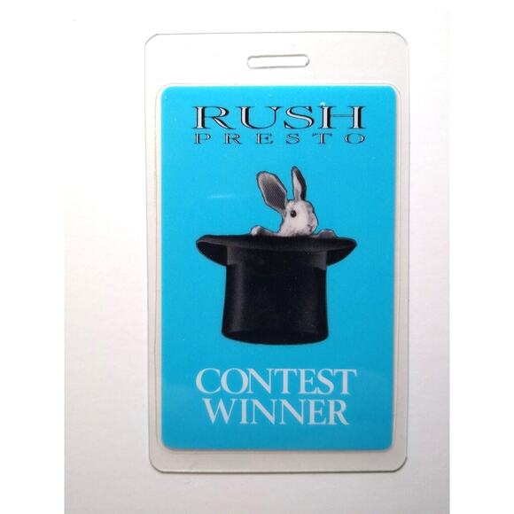 Rush Presto Winner Backstage Pass Original 1990 Concert Tour Hard Rock Bunny Hat - Picture 1 of 2